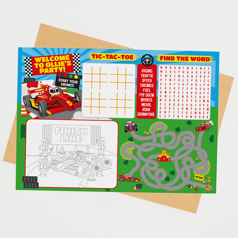 Racing Car Coloring Place Mat