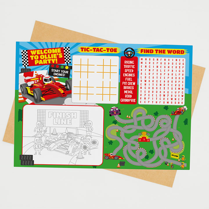 Racing Car Coloring Place Mat