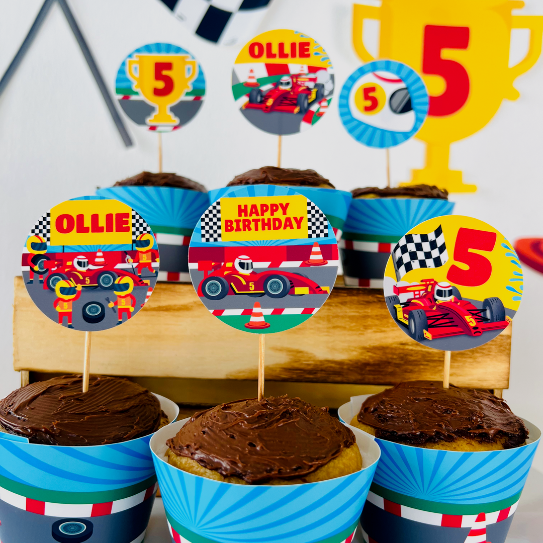 Racing Car Cupcake Topper Set