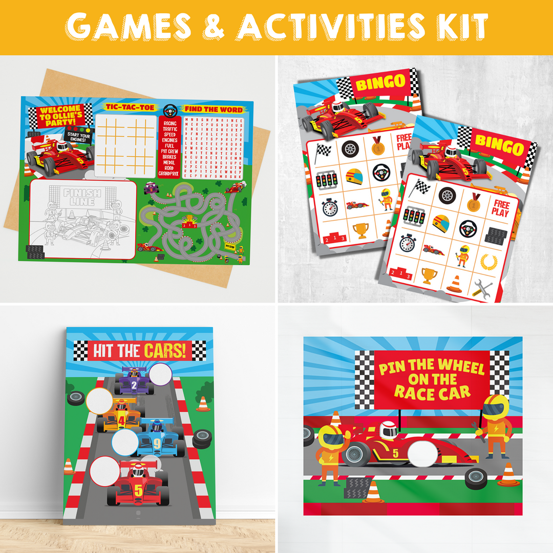 Racing Car Party Games & Activities Kit