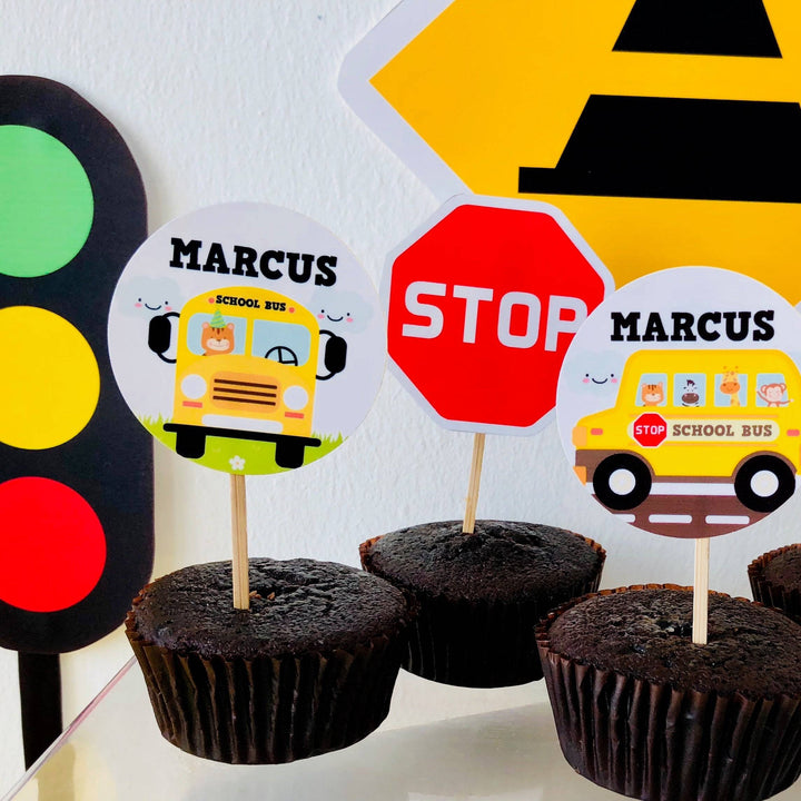 School Bus Cupcake Toppers