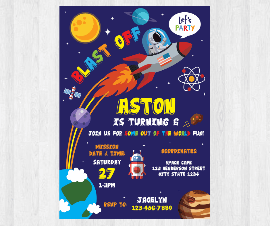 Space Birthday Invitation
