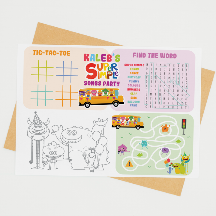 Super Simple Songs Party Coloring Activities Sheet/ Party Games