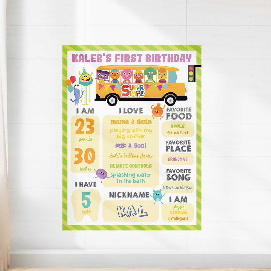 Super Simple Songs Wheels on the Bus Baby Milestone Chalkboard Printable