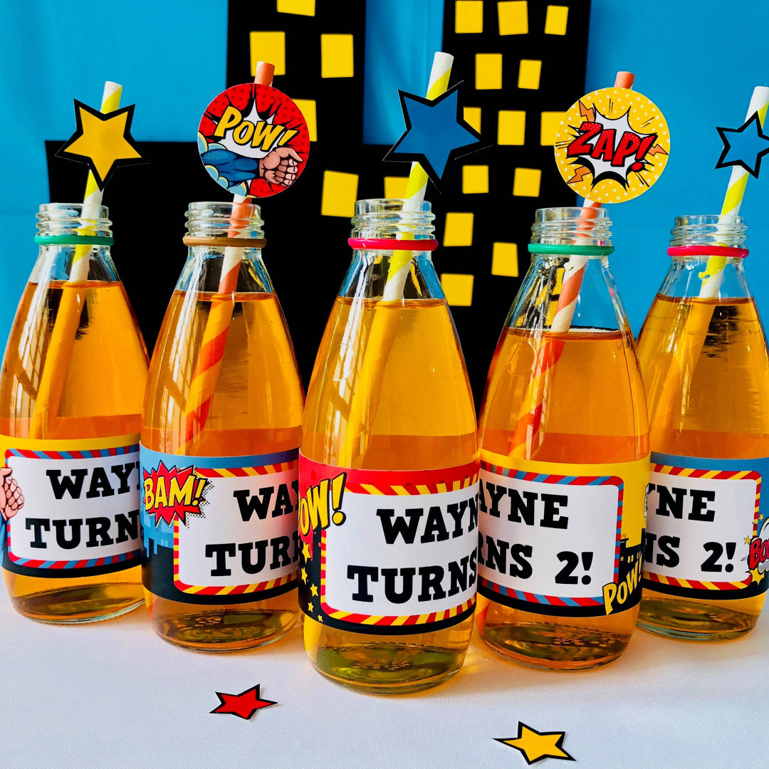 Superhero Bottle Stickers
