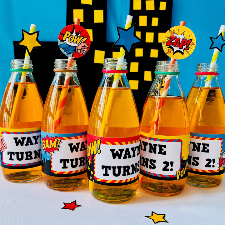 Superhero Bottle Stickers