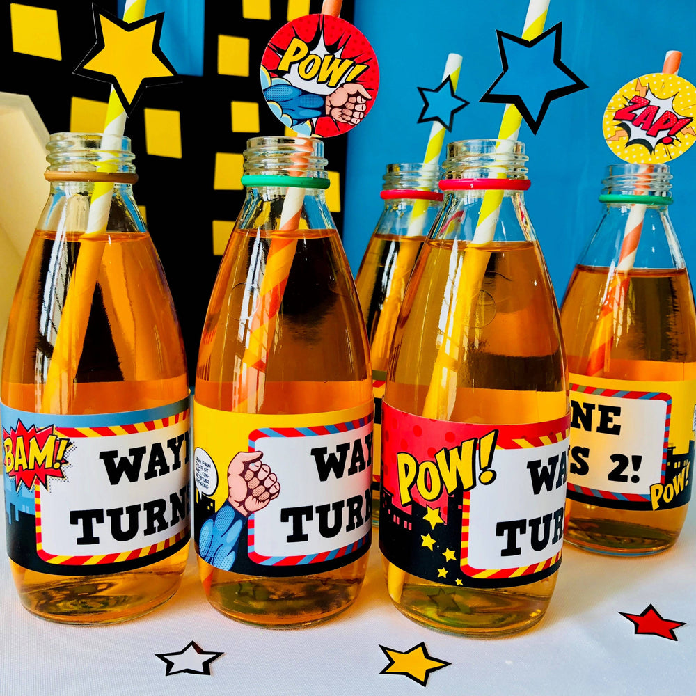 Superhero Drinks Labels
