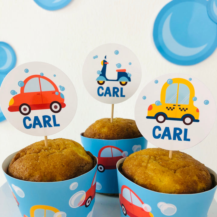Car Wash Cupcake Toppers