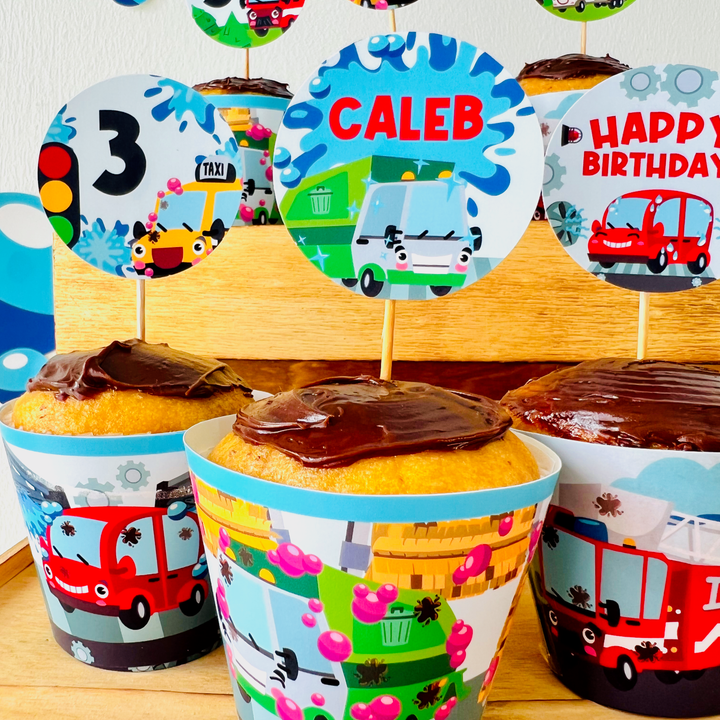 Vehicles Party Cupcake Toppers