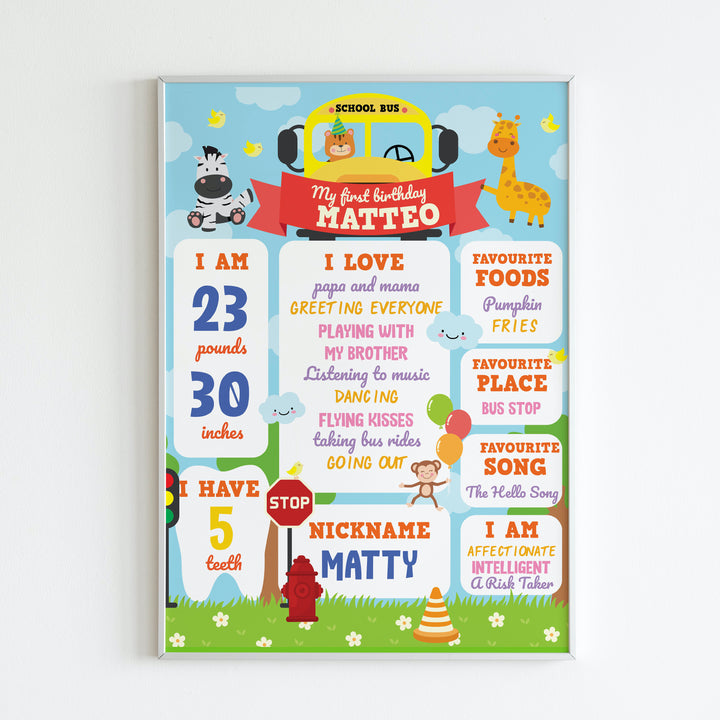 Wheels on the Bus Birthday Milestone