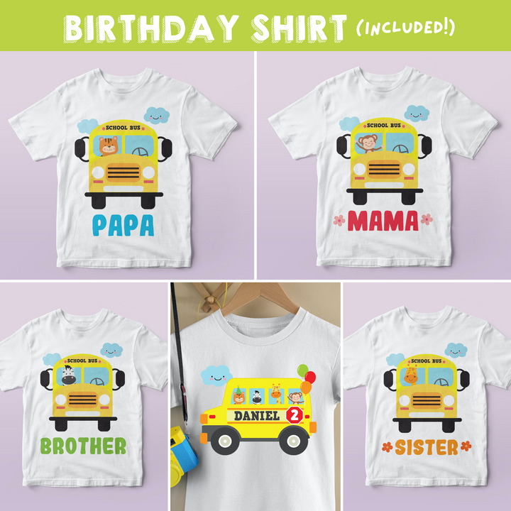 Wheels on the Bus Birthday Shirt