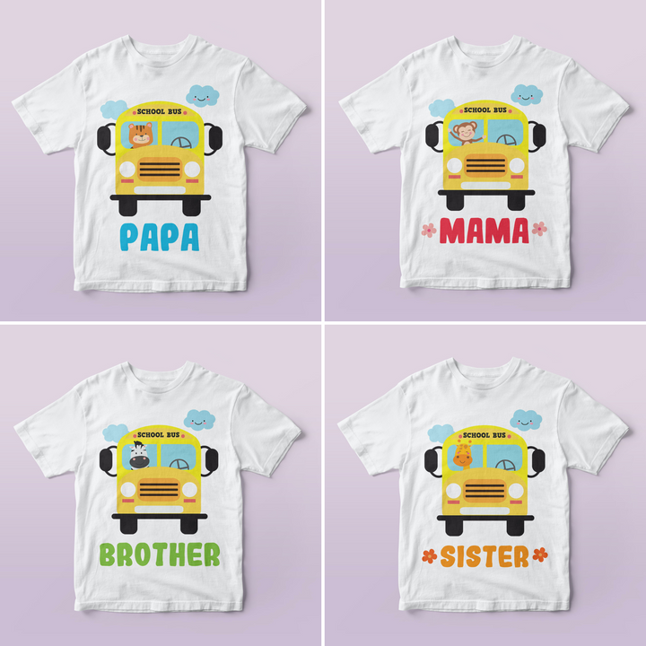 Wheels on the Bus Family Birthday Shirt Bundle