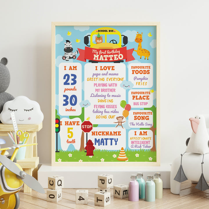 Wheels on the Bus Milestone Board