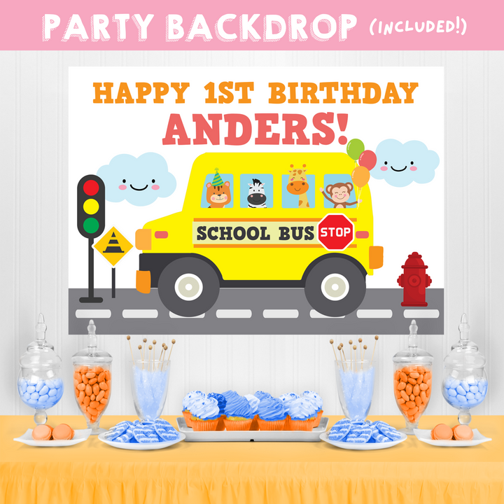 Wheels on the Bus Party Backdrop