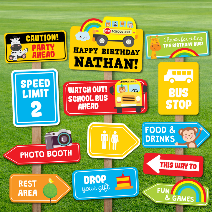 Wheels on the Bus Party Signs Printable Pack