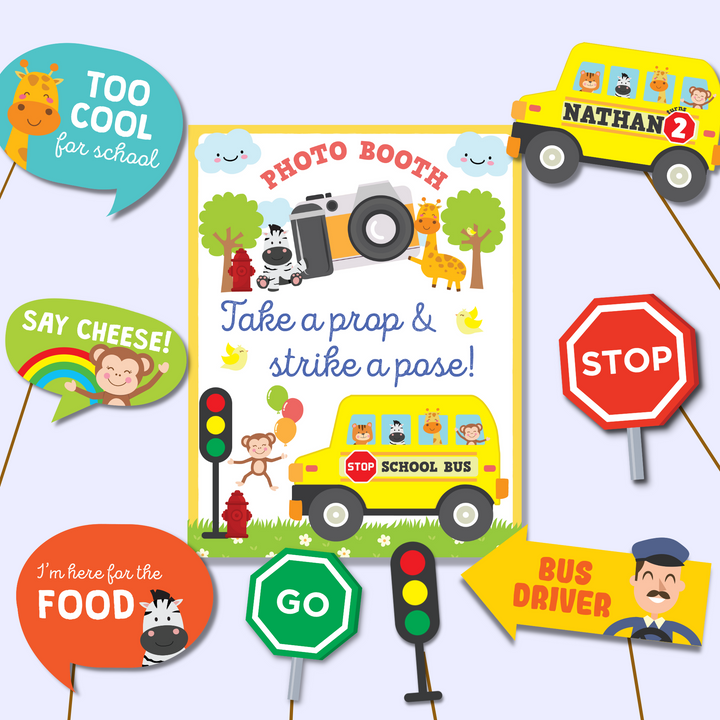Wheels on the Bus Photo Booth Display Sign