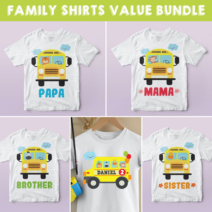Wheels on the Bus Family Shirts Bundle