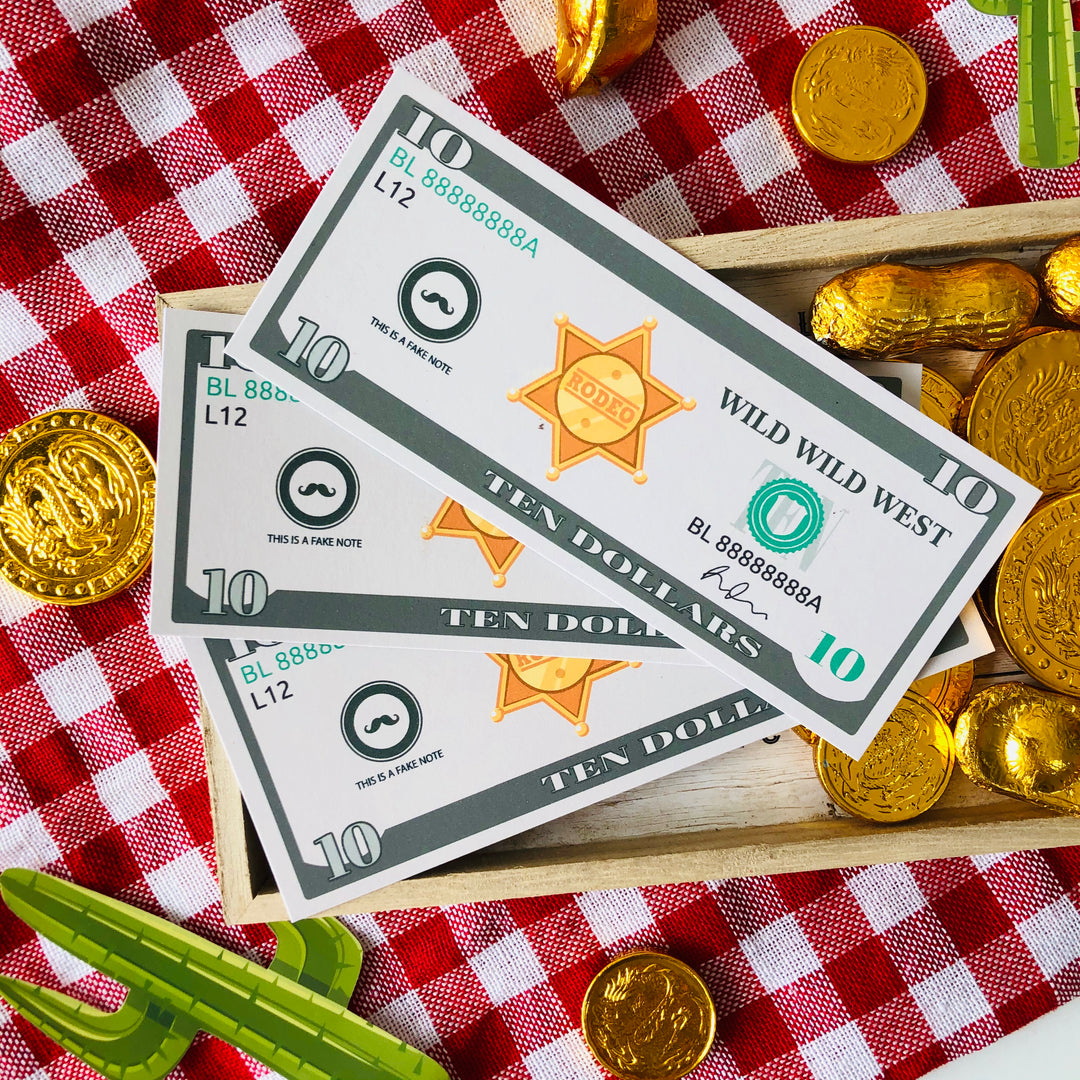 Wild West Cowboy play money Cut-outs
