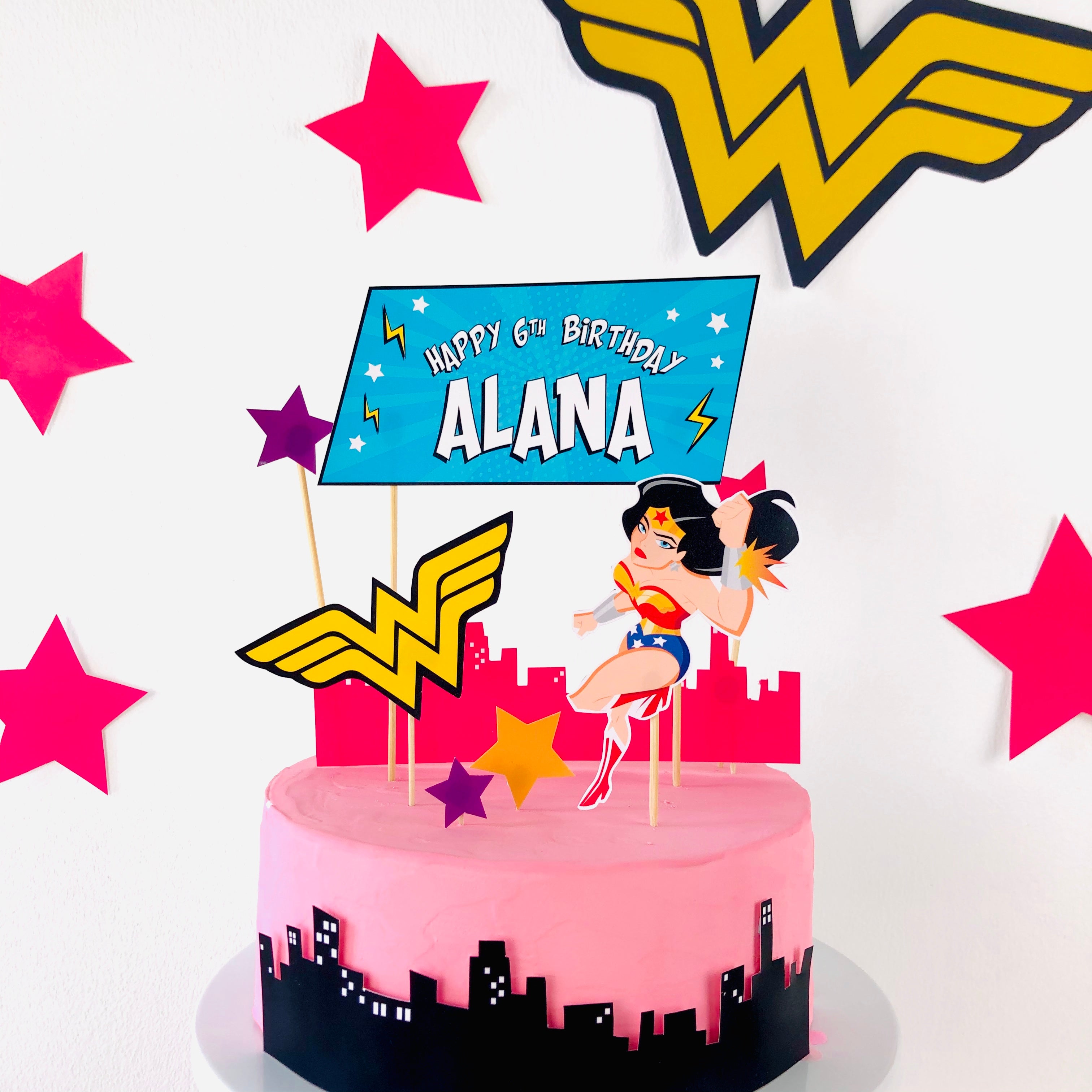 GRAPHICS & MORE Wonder Woman Movie Poster Acrylic Cake Topper - 7.25" Tall, Officially Licensed Party Decoration
