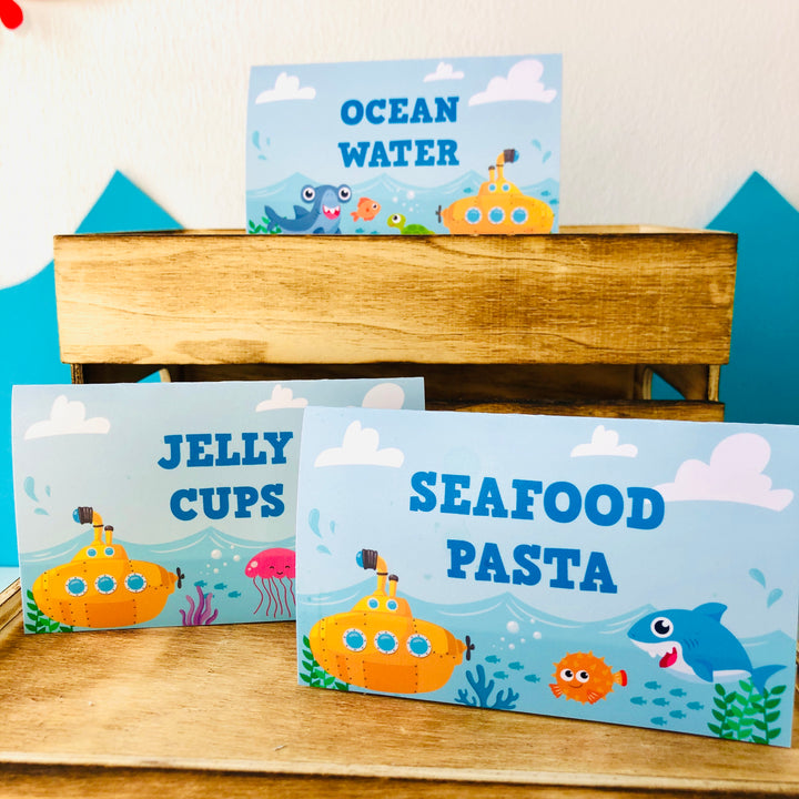 Yellow Submarine Food Tent Cards