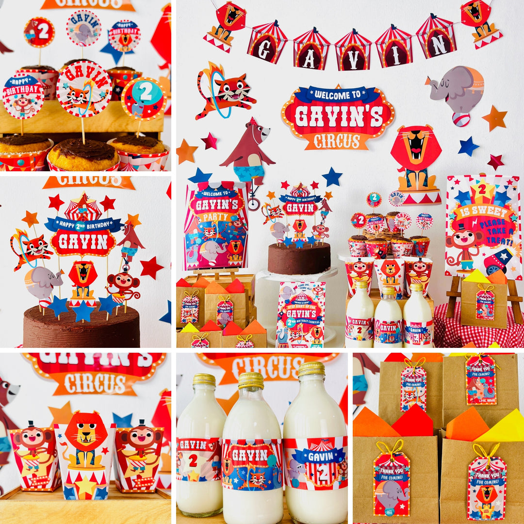 Circus Party Decoration Printable Kit | Birthday Carnival Bash Decor