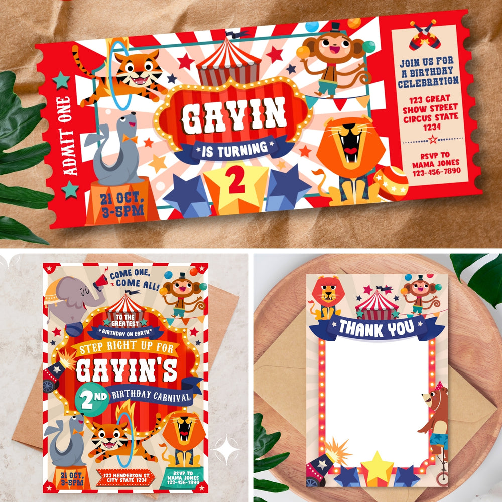 Circus Party Decoration Printable Kit | Birthday Carnival Bash Decor