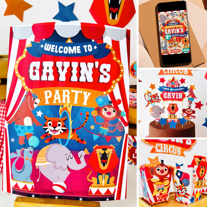 Circus Party Decoration Printable Kit | Birthday Carnival Bash Decor