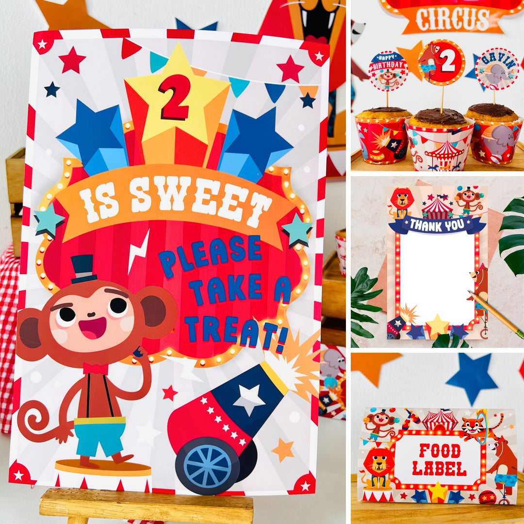 Circus Party Decoration Printable Kit | Birthday Carnival Bash Decor