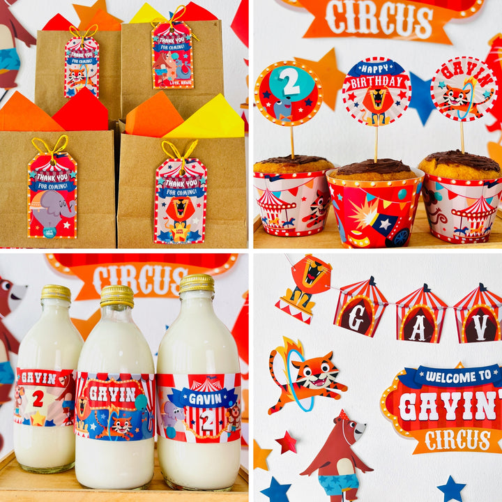 Circus Party Decoration Printable Kit | Birthday Carnival Bash Decor