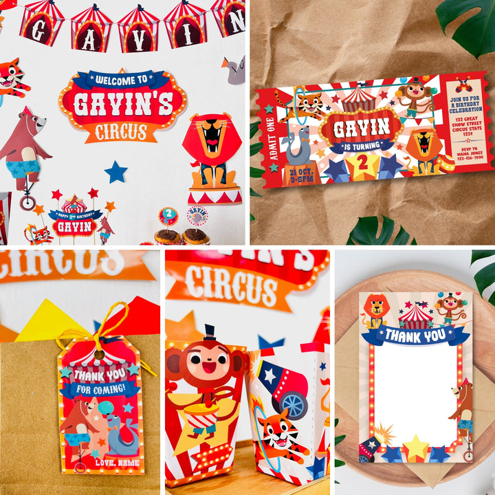 Circus Party Decoration Printable Kit | Birthday Carnival Bash Decor