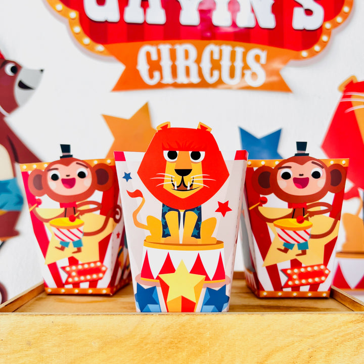 Circus Party Favor Box | Birthday Carnival Popcorn Box Template