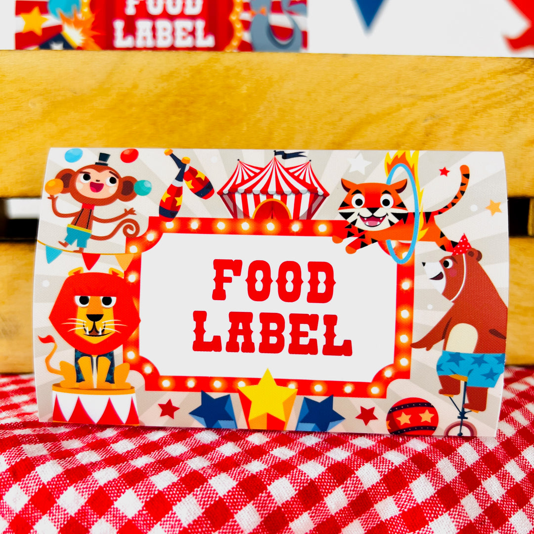 Circus Party Food Labels | Birthday Carnival Food Tent Place Card | Circus Party Decoration