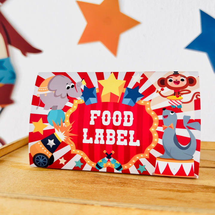 Circus Party Food Labels | Birthday Carnival Food Tent Place Card | Circus Party Decoration