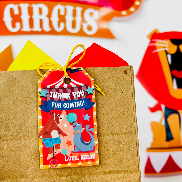 Circus Party Gift Tags | Birthday Carnival Party Favor Tags