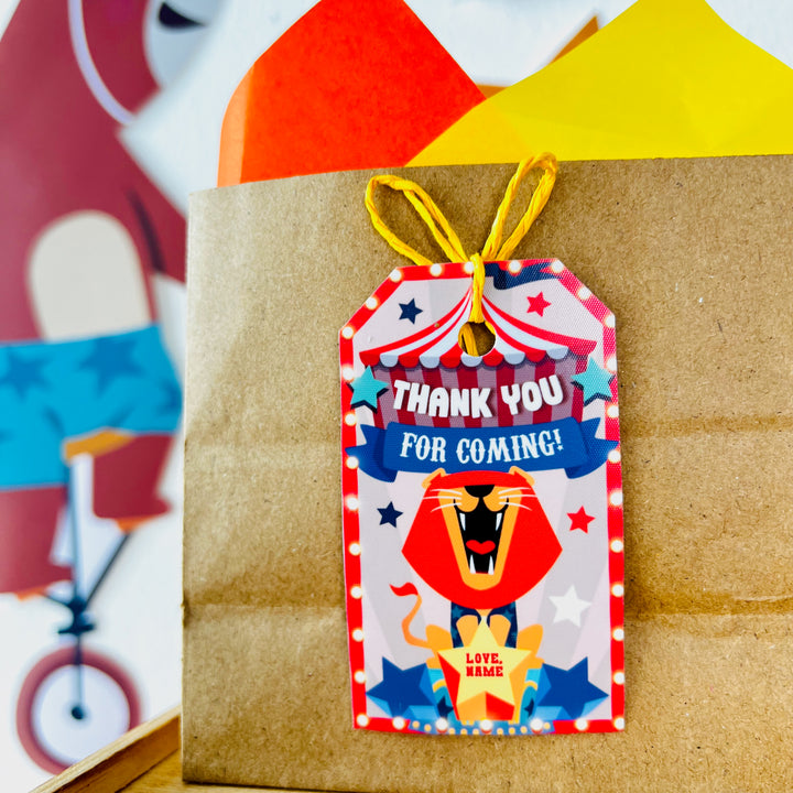 Circus Party Gift Tags | Birthday Carnival Party Favor Tags