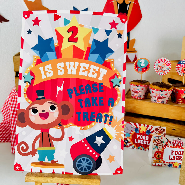 Circus Party Treats Sign | Birthday Carnival Party Decor