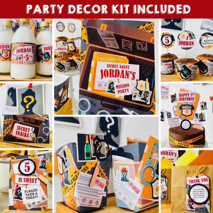 Detective Party Decorations, Spy Party, Secret Agent Party, Murder Mystery Party, Special Agent Party, Sherlock Holmes Birthday Party Decor, Party Favors, Invitation, Party Food Table Decor, Party Games and Activities, Photo Booth Props, Birthday Backdrop