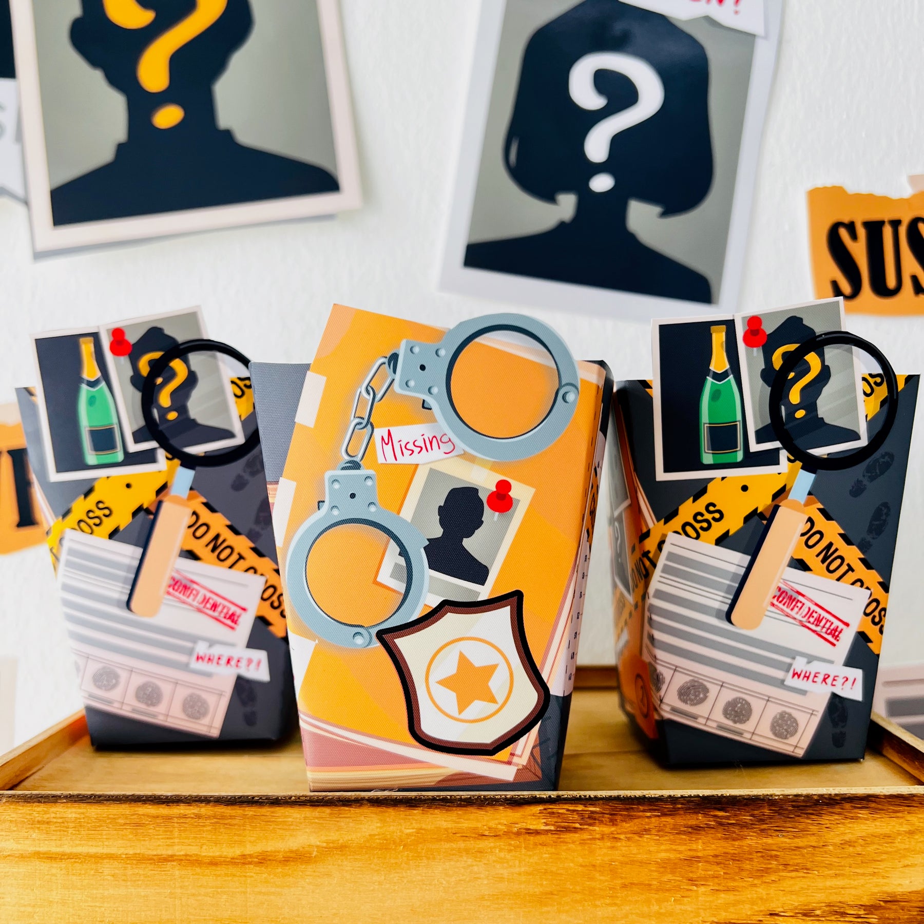 Theme Hidden Box Detective Party Favor Boxes | Pigsy Party Decoration – PigsyParty