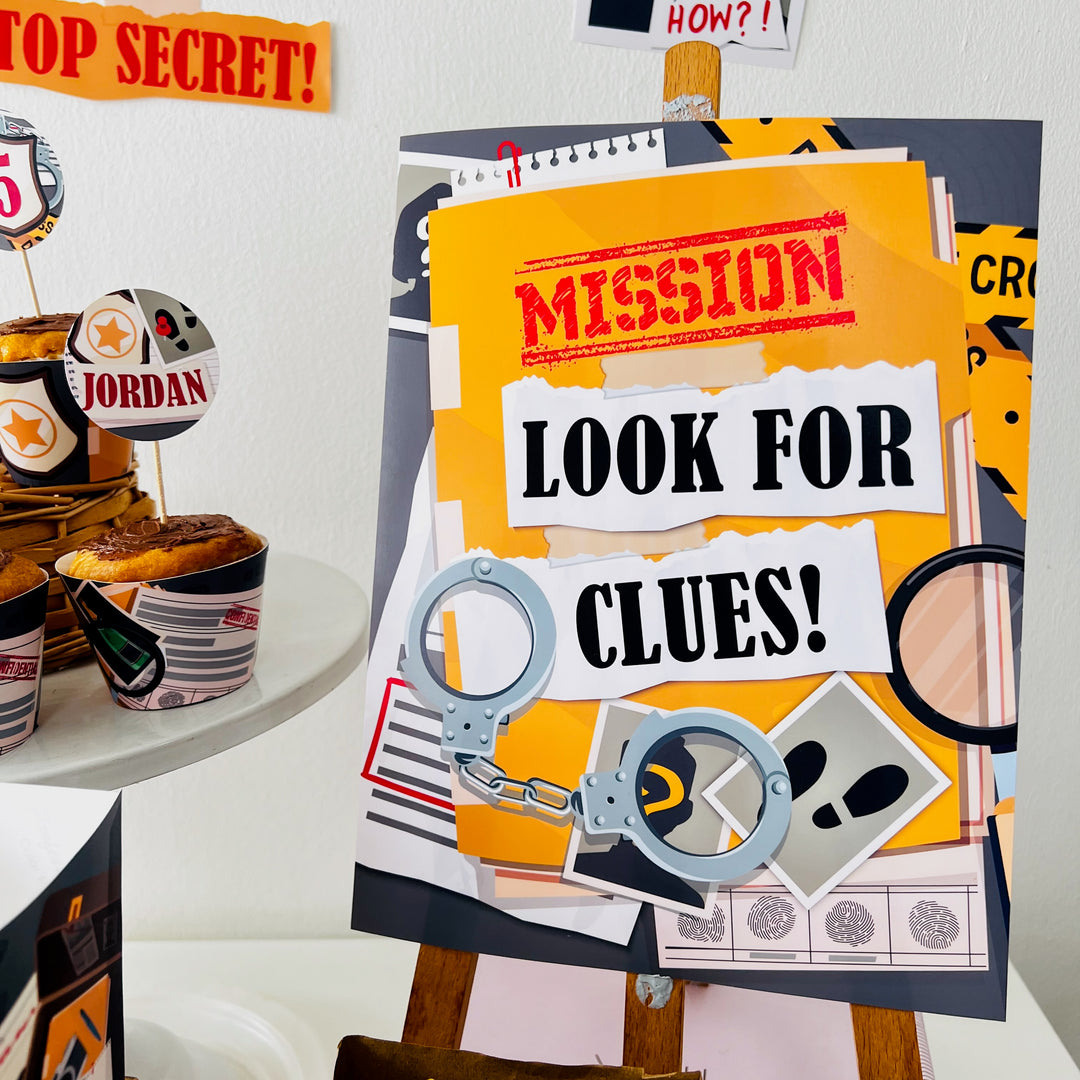 Detective Party Mission Sign, Spy Party, Secret Agent Party, Murder Mystery Party, Party Decoration