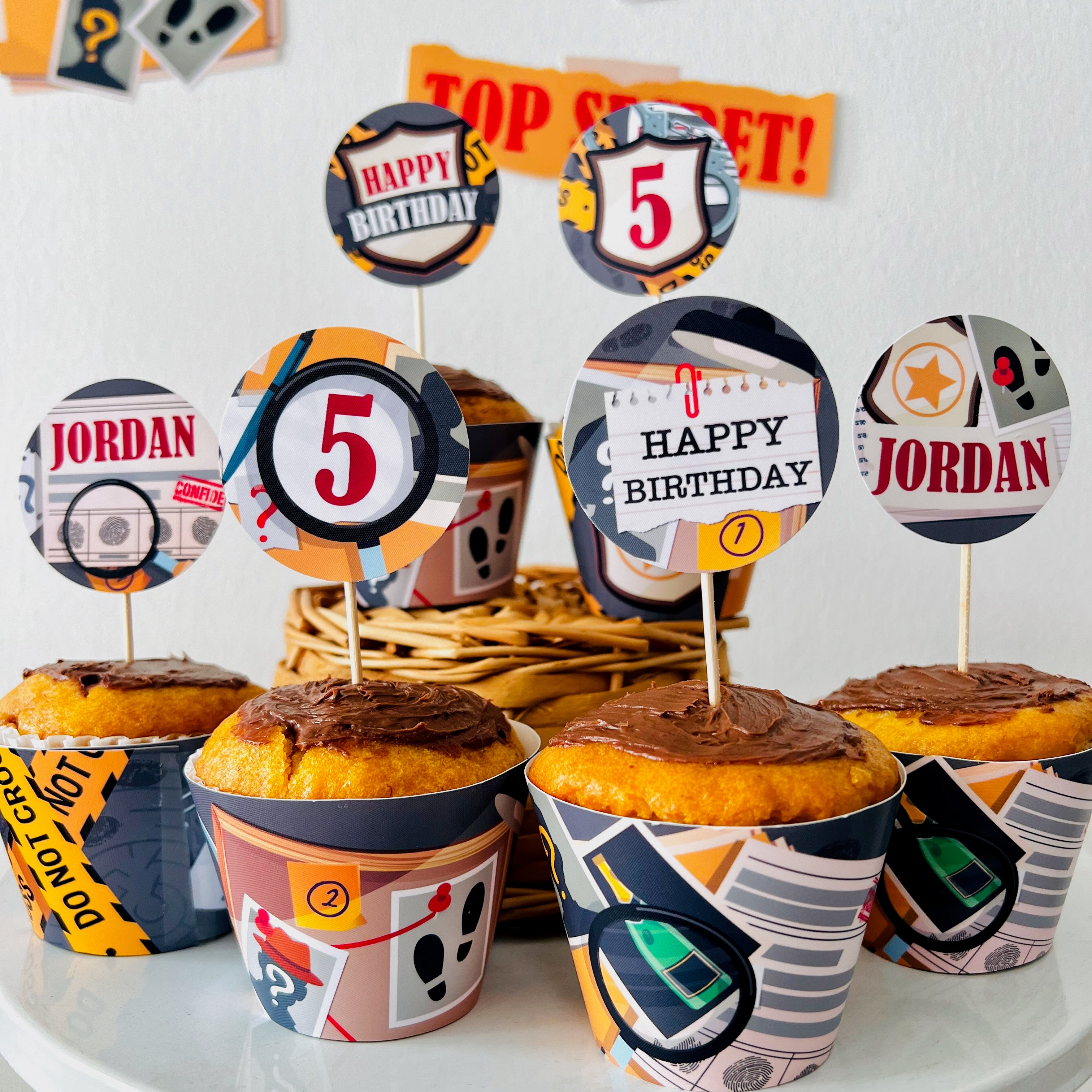 Adornos Para Tartas De Cumpleaños 25 Piezas Detective Pastel