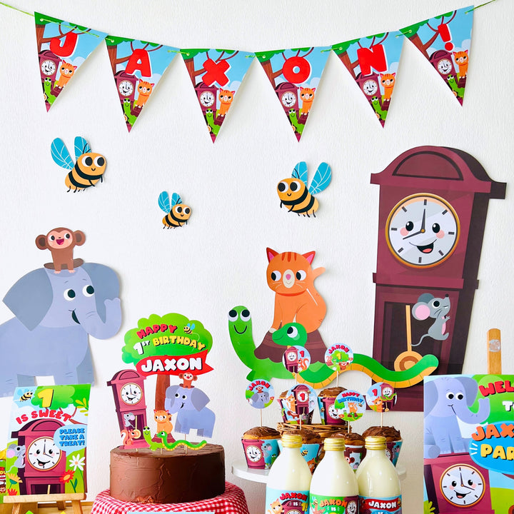 Hickory Dickory Dock Birthday Banner | Nursery Rhymes Party Decoration | Mouse went up the Clock Party Decor | First Birthday