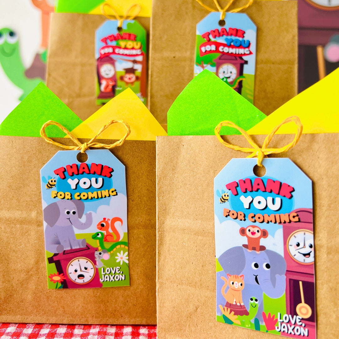 Hickory Dickory Dock Party Gift Tags | Nursery Rhymes Party Favor Tags | Mouse went up the Clock Party Favor Labels | First Birthday 