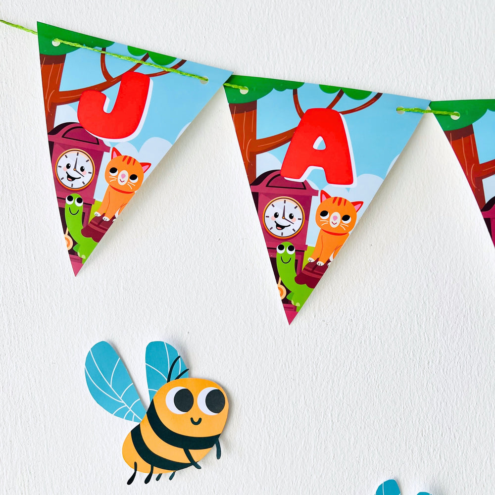 Hickory Dickory Dock Birthday Banner | Nursery Rhymes Party Decoration | Mouse went up the Clock Party Decor | First Birthday