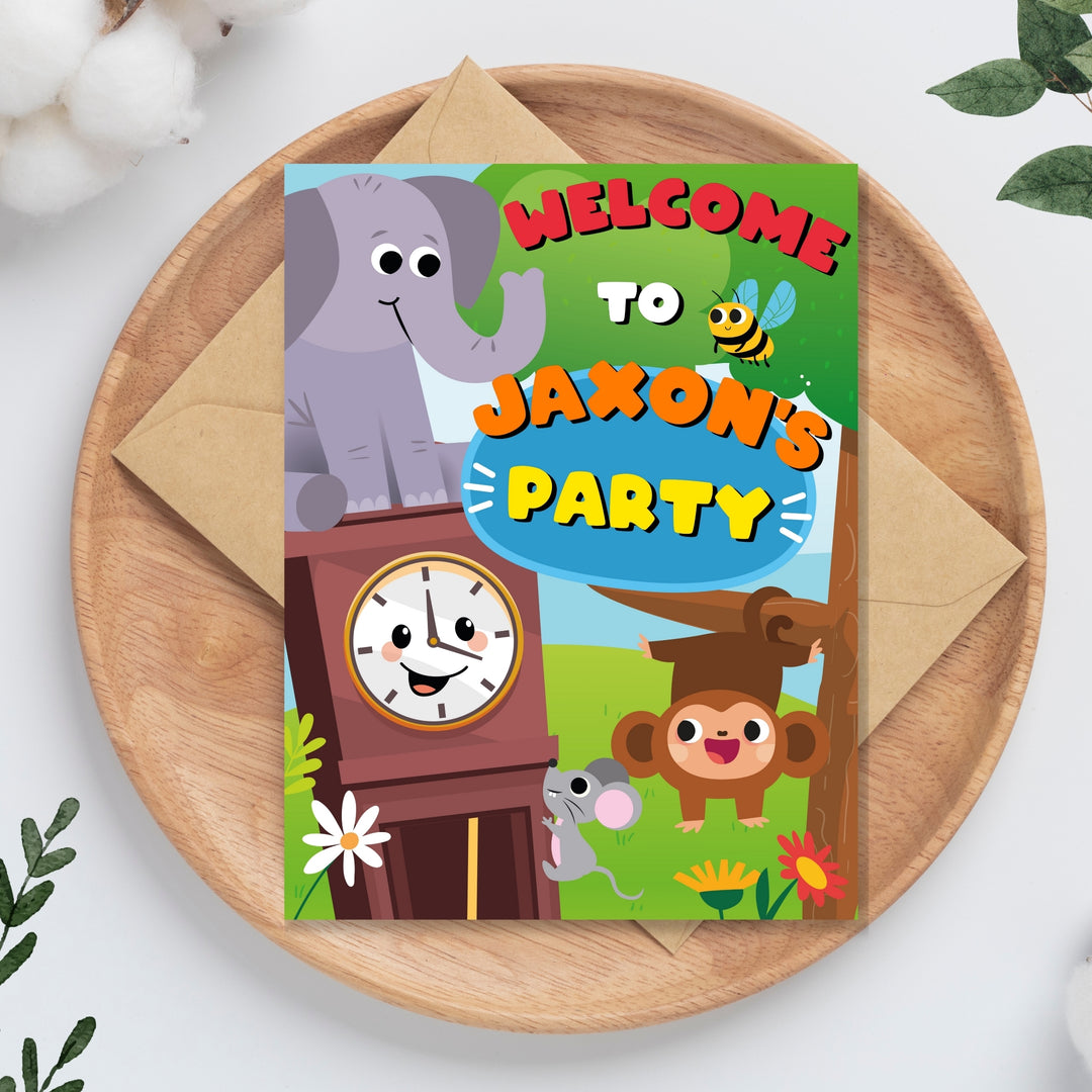 Hickory Dickory Dock Birthday Party Welcome Sign | Nursery Rhymes Party Yard Sign | Mouse went up the Clock Party Decor | First Birthday 