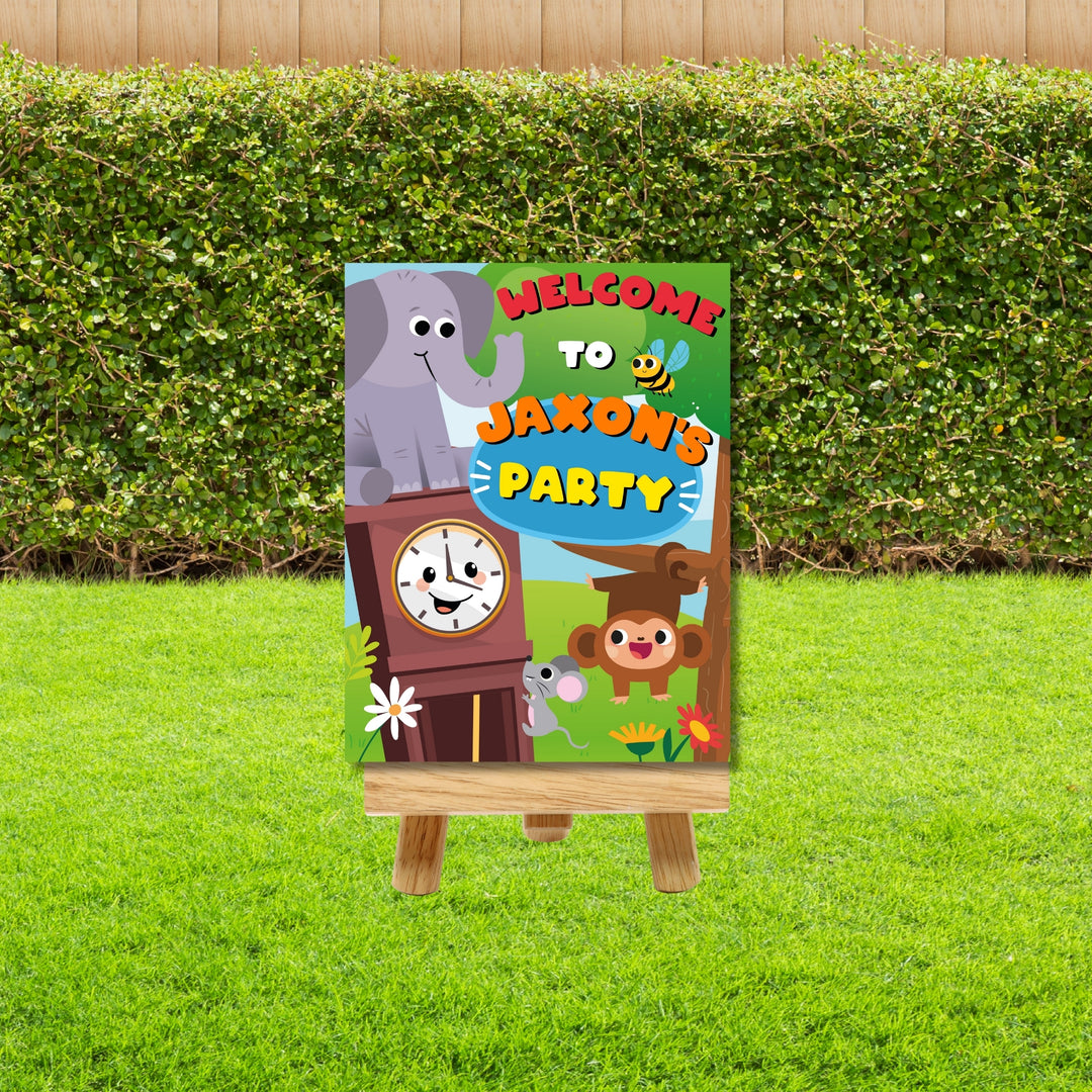 Hickory Dickory Dock Birthday Party Welcome Sign | Nursery Rhymes Party Yard Sign | Mouse went up the Clock Party Decor | First Birthday 