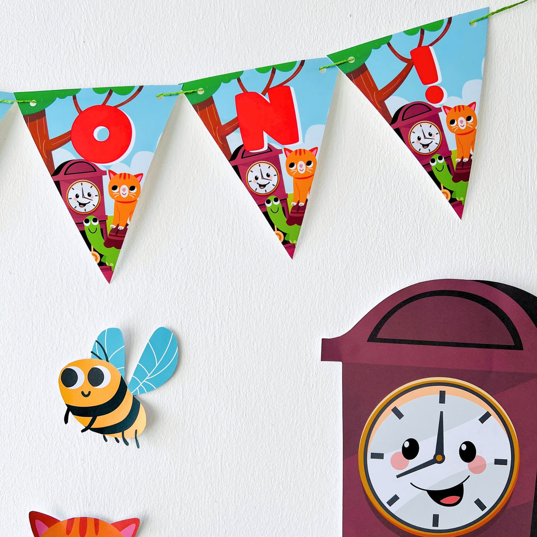 Hickory Dickory Dock Birthday Banner | Nursery Rhymes Party Decoration | Mouse went up the Clock Party Decor | First Birthday