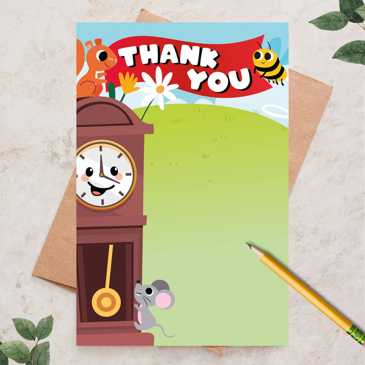 Hickory Dickory Dock Party Thank You Card | Nursery Rhymes Party Favor Card | Mouse went up the Clock Party Decor | First Birthday Card