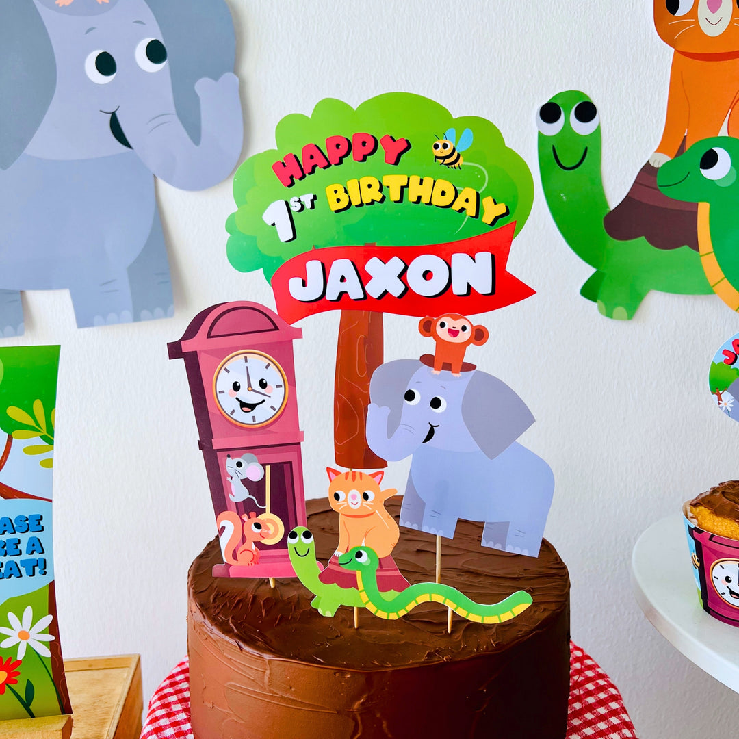 Hickory Dickory Dock Birthday Cake Topper | Nursery Rhymes Party Cake Decor | Mouse went up the Clock Party Decor | First Birthday 