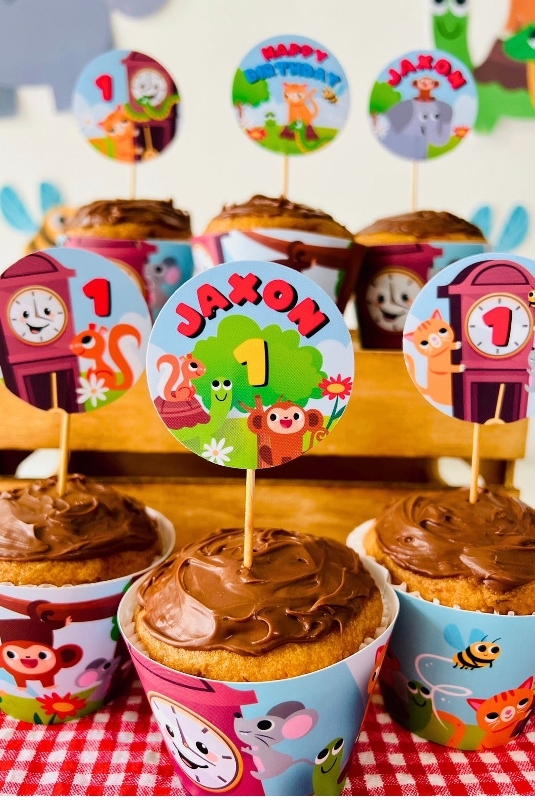 Hickory Dickory Dock Party Cupcake Topper | Nursery Rhymes Party Dessert Topper | Mouse went up the Clock Party Decor | First Birthday Party Food Table Decor