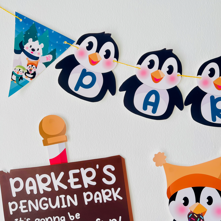 Penguin Wonderland Birthday Banner